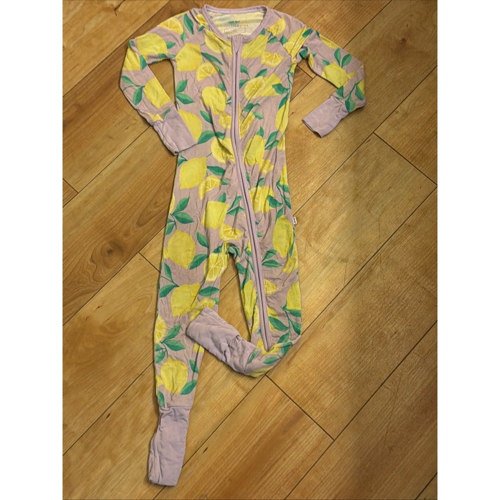 Little Sleepies Toddler Girls 2T Lemon Bamboo Footed Sleeper Pajamas Yellow Purp